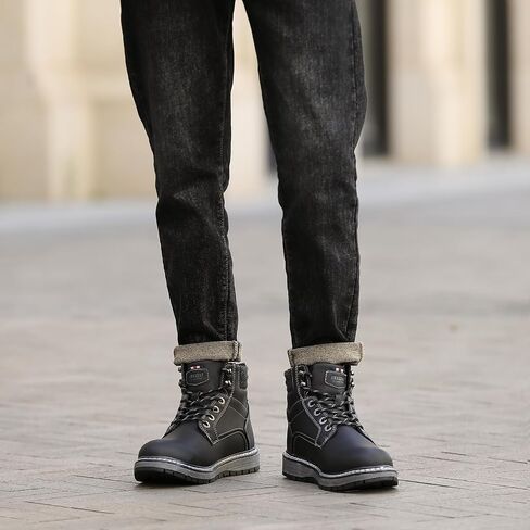 Mens Snow Boots Warm Winter Boots Non Slip Fur Lined Outdoor Shoes in Kuwait