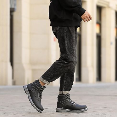 Mens Snow Boots Warm Winter Boots Non Slip Fur Lined Outdoor Shoes in Kuwait