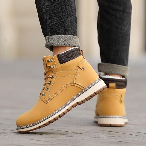 Mens Snow Boots Warm Winter Boots Non Slip Fur Lined Outdoor Shoes in Kuwait
