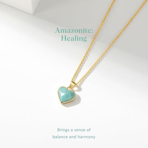 KissYan Healing Crystal Necklace, 14K Gold Plated Natural Energy Stone Pendant Necklace Reiki Quartz Amethyst Citrine Gemstone Spiritual Jewelry Gifts for Women Girls in Saudi Arabia