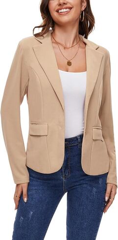 Blazers for Women Long Sleeve Notch Lapel Button Front Blazer Casual Work Office Suit Jackets with Pockets in Saudi Arabia