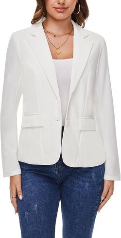 Blazers for Women Long Sleeve Notch Lapel Button Front Blazer Casual Work Office Suit Jackets with Pockets in Saudi Arabia