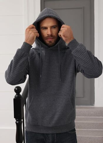 ZTN Men's Hooded Sweatshirt Long Sleeve Quilted Sweatshirt Casual Fashion Pullover Hoodies with Pocket in Kuwait