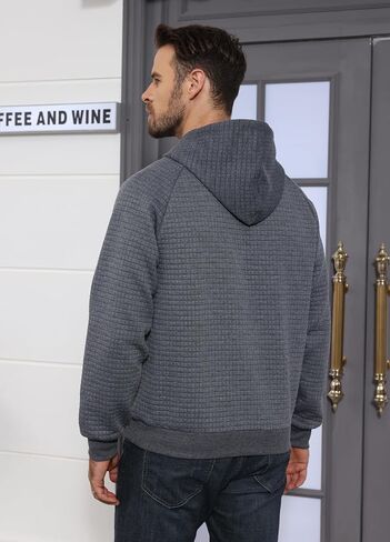 ZTN Men's Hooded Sweatshirt Long Sleeve Quilted Sweatshirt Casual Fashion Pullover Hoodies with Pocket in Kuwait