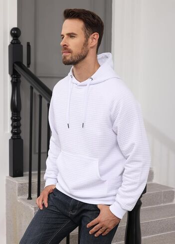 ZTN Men's Hooded Sweatshirt Long Sleeve Quilted Sweatshirt Casual Fashion Pullover Hoodies with Pocket in Kuwait