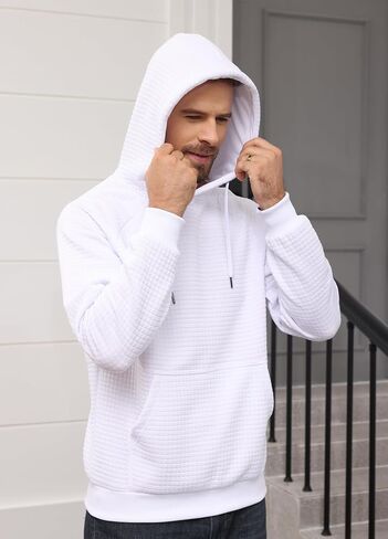 ZTN Men's Hooded Sweatshirt Long Sleeve Quilted Sweatshirt Casual Fashion Pullover Hoodies with Pocket in Kuwait