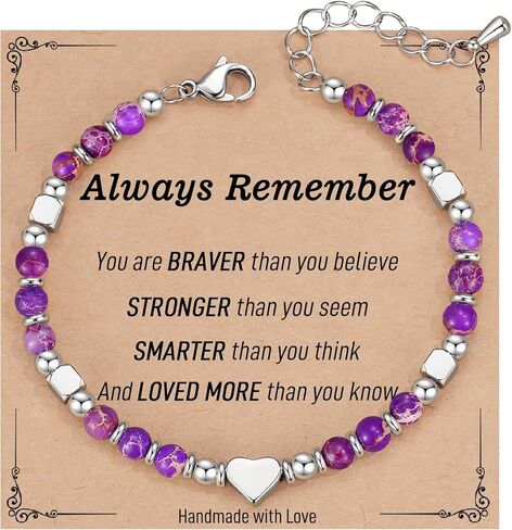 TONY & SANDY Dainty Gemstone Bracelets for Teen Girls - Sweet Valentines Day Gifts for Kids Daughter Granddaughter Niece for Birthday Easter Graduation Christmas in Kuwait