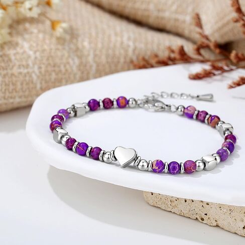 TONY & SANDY Dainty Gemstone Bracelets for Teen Girls - Sweet Valentines Day Gifts for Kids Daughter Granddaughter Niece for Birthday Easter Graduation Christmas in Kuwait