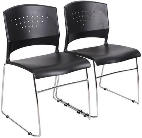 Boss Office Products Chrome Frame Stack Chair 5 Pack in Black in Saudi Arabia
