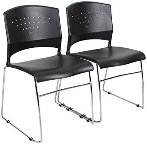 Boss Office Products Chrome Frame Stack Chair 5 Pack in Black in Saudi Arabia