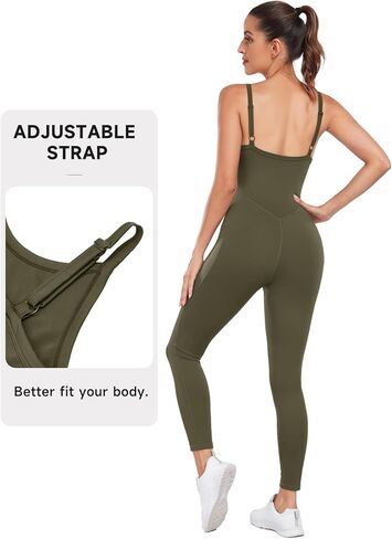 VURTU جمبسوت للتمرين للنساء بدون أكمام، رومبير رياضي قطعة واحدة للتحكم في البطن، بدلة اليوغا مع جيوب in Kuwait