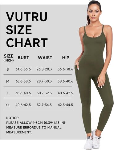 VURTU جمبسوت للتمرين للنساء بدون أكمام، رومبير رياضي قطعة واحدة للتحكم في البطن، بدلة اليوغا مع جيوب in Kuwait