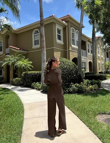 OQQ Women Wide Leg Pants Jumpsuits One Piece Long Sleeve Square Neck Jumpsuits in Saudi Arabia