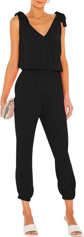 LuFeng Women's Summer V Neck Sleeveless Casual Loose Jumpsuits Backless One Piece Outfit Romper Pockets in Saudi Arabia