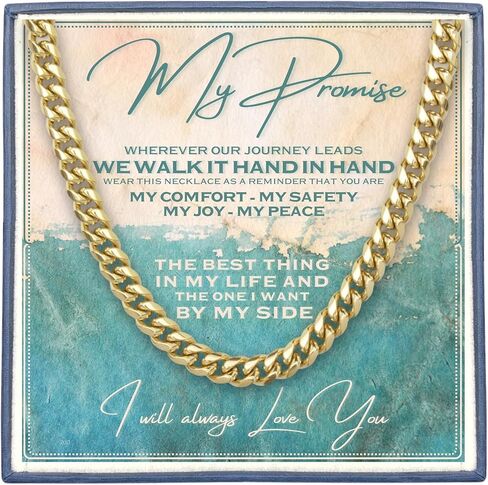 Cuban Link Chain Neckace for Men - Stainless Steel, Personalized Meaningful Message Card with Bible Verse on back, For Anniversary, Birthday, Promise to My Husband, Son, Dad, Boyfriend - Keepsake Gift Box in Kuwait