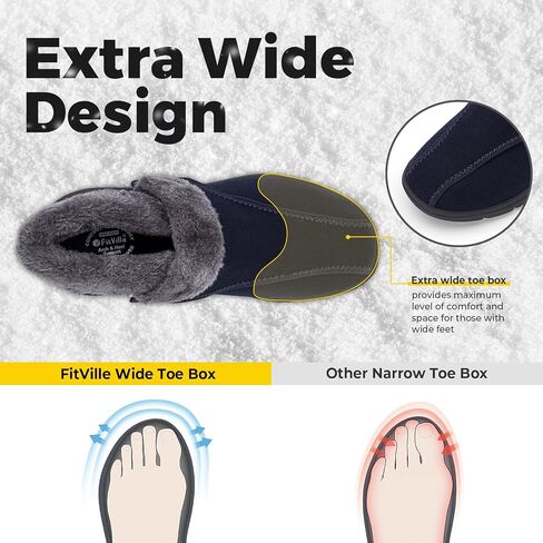FitVille Diabetic Shoes for Men Wide Width, Warm Slip-on Diabetic Boots with Adjustable Closures, Snow Boots Lymphedema Shoes for Swollen Feet in Saudi Arabia