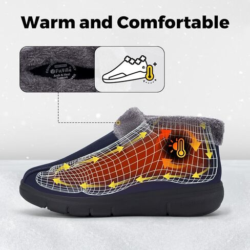 FitVille Diabetic Shoes for Men Wide Width, Warm Slip-on Diabetic Boots with Adjustable Closures, Snow Boots Lymphedema Shoes for Swollen Feet in Saudi Arabia
