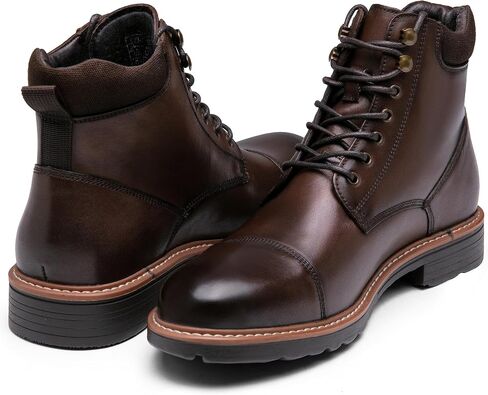 Jousen Mens Chukka Boots Leather Dress Boots for Men Retro Ankle Boots Mens High Top Boots in Kuwait