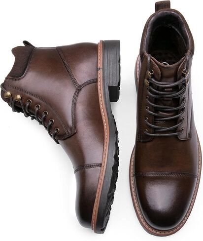 Jousen Mens Chukka Boots Leather Dress Boots for Men Retro Ankle Boots Mens High Top Boots in Kuwait