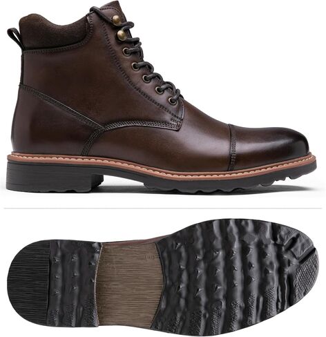 Jousen Mens Chukka Boots Leather Dress Boots for Men Retro Ankle Boots Mens High Top Boots in Kuwait
