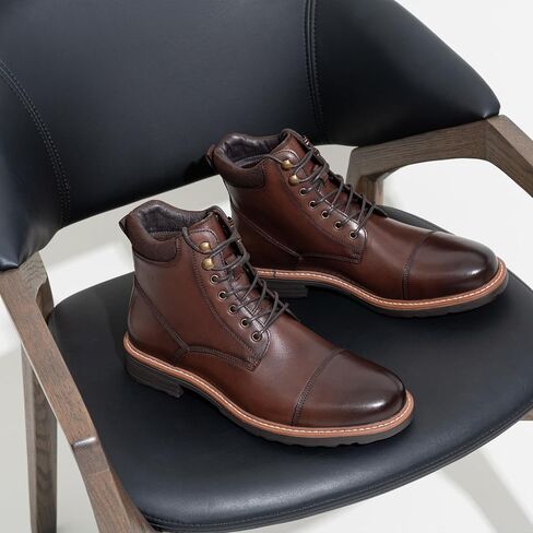 Jousen Mens Chukka Boots Leather Dress Boots for Men Retro Ankle Boots Mens High Top Boots in Kuwait