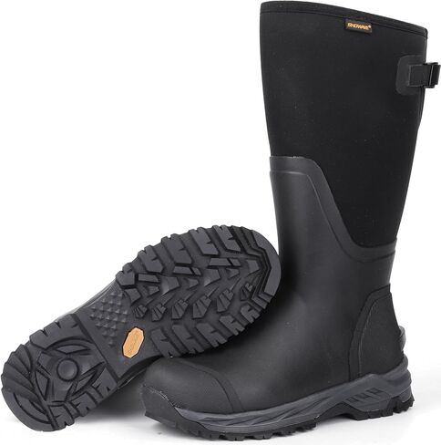 Showave Men's Rubber Hunting Boots, Waterproof Rain Boots Insulated Neoprene Mud Boots, Durable Arctic Outdoor Working Boots, Adjustable Farm Boots with Steel Shank in Saudi Arabia