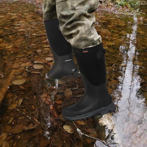 Showave Men's Rubber Hunting Boots, Waterproof Rain Boots Insulated Neoprene Mud Boots, Durable Arctic Outdoor Working Boots, Adjustable Farm Boots with Steel Shank in Saudi Arabia