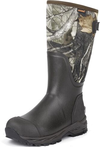 Showave Men's Rubber Hunting Boots, Waterproof Rain Boots Insulated Neoprene Mud Boots, Durable Arctic Outdoor Working Boots, Adjustable Farm Boots with Steel Shank in Saudi Arabia