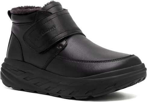 Men's Orthopedic Diabetic Leather Winter Ankle Boots: Wide Toe Box Comfortable Orthotic Arch Support Dress Shoes, Casual Swollen Warm Plantar Fasciitis Walking Shoes for Foot and Heel Pain in Saudi Arabia