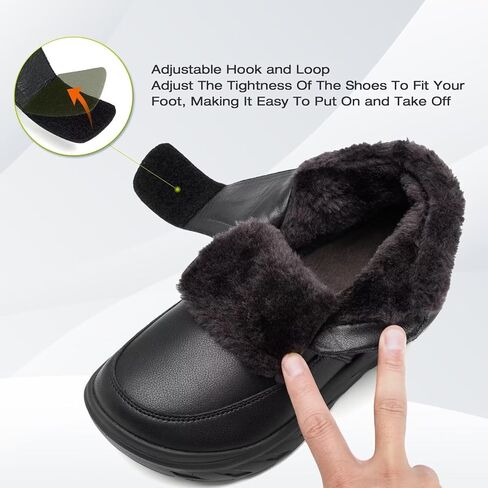Men's Orthopedic Diabetic Leather Winter Ankle Boots: Wide Toe Box Comfortable Orthotic Arch Support Dress Shoes, Casual Swollen Warm Plantar Fasciitis Walking Shoes for Foot and Heel Pain in Saudi Arabia