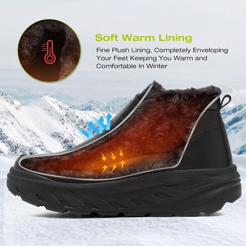 Men's Orthopedic Diabetic Leather Winter Ankle Boots: Wide Toe Box Comfortable Orthotic Arch Support Dress Shoes, Casual Swollen Warm Plantar Fasciitis Walking Shoes for Foot and Heel Pain in Saudi Arabia