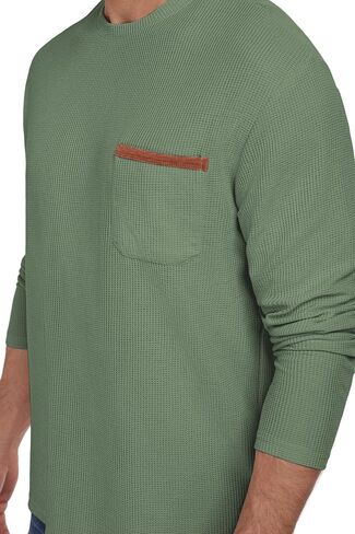 Mens Casual T-Shirt Short/Long Sleeve Crew Neck Soft Tee Shirts Summer Beach Waffle Textured Tops with Pocket in Saudi Arabia
