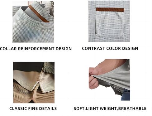 Mens Casual T-Shirt Short/Long Sleeve Crew Neck Soft Tee Shirts Summer Beach Waffle Textured Tops with Pocket in Saudi Arabia