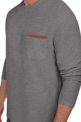Mens Casual T-Shirt Short/Long Sleeve Crew Neck Soft Tee Shirts Summer Beach Waffle Textured Tops with Pocket in Saudi Arabia