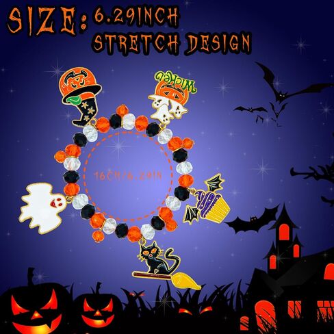 Halloween Bracelet, Adjustable Halloween Jewelry for Women Man with Charms Ghost Spider in Saudi Arabia