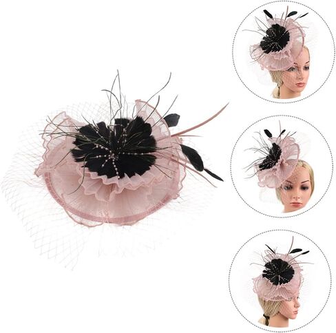 Beaupretty حديقة كليب الحجاب بلوم السيدات اللباس غطاء الرأس رئيس الزفاف شبكة الزعنفة قبعة المرأة حزب النساء الريش خمر الزفاف كوكتيل التبعي عقال قبعات الشعر فاسيناتور أغطية الرأس in Saudi Arabia