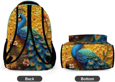 Peacocks Kids Backpack School Backpack Travel Book Bags Back Packs Teenagers 3D Printed Backpack for Boys And Girls in Saudi Arabia