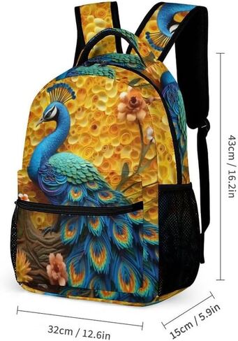Peacocks Kids Backpack School Backpack Travel Book Bags Back Packs Teenagers 3D Printed Backpack for Boys And Girls in Saudi Arabia