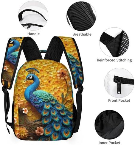 Peacocks Kids Backpack School Backpack Travel Book Bags Back Packs Teenagers 3D Printed Backpack for Boys And Girls in Saudi Arabia