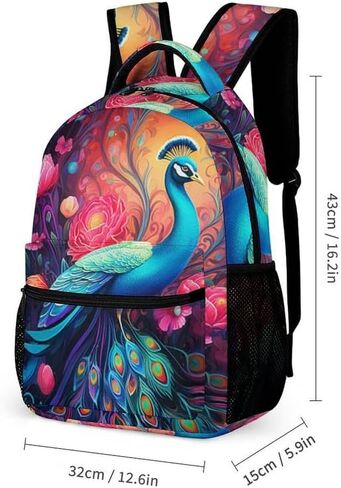 Peacocks Kids Backpack School Backpack Travel Book Bags Back Packs Teenagers 3D Printed Backpack for Boys And Girls in Saudi Arabia