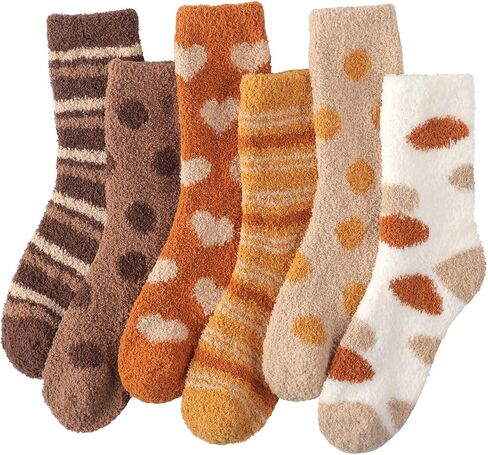 Plush Slipper Socks Women - Colorful Warm Fuzzy Crew Socks Cozy Soft for Winter Indoor in Kuwait