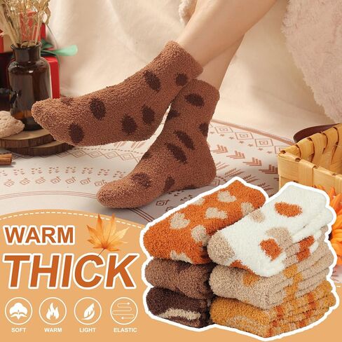 Plush Slipper Socks Women - Colorful Warm Fuzzy Crew Socks Cozy Soft for Winter Indoor in Kuwait