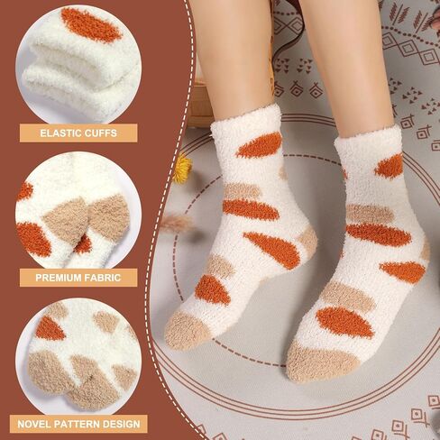 Plush Slipper Socks Women - Colorful Warm Fuzzy Crew Socks Cozy Soft for Winter Indoor in Kuwait