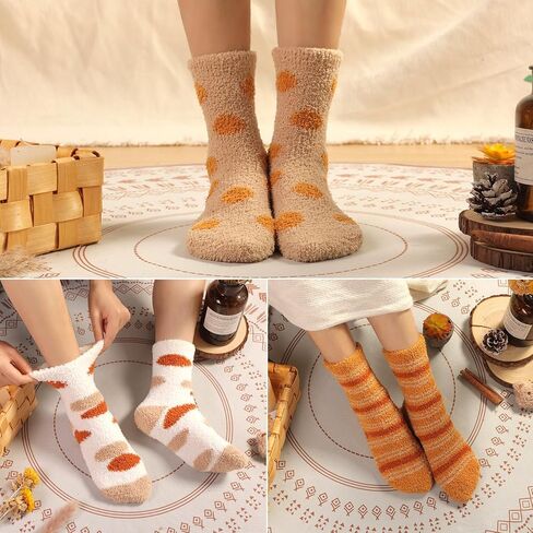 Plush Slipper Socks Women - Colorful Warm Fuzzy Crew Socks Cozy Soft for Winter Indoor in Kuwait