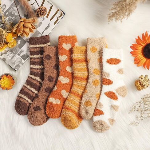 Plush Slipper Socks Women - Colorful Warm Fuzzy Crew Socks Cozy Soft for Winter Indoor in Kuwait