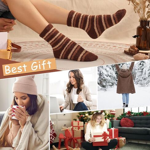 Plush Slipper Socks Women - Colorful Warm Fuzzy Crew Socks Cozy Soft for Winter Indoor in Kuwait