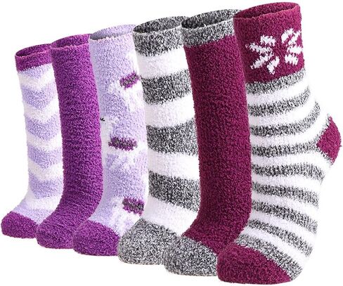 Plush Slipper Socks Women - Colorful Warm Fuzzy Crew Socks Cozy Soft for Winter Indoor in Kuwait