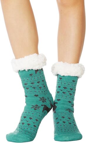 جوارب WOJWSKI النسائية ذات النعال المريحة والمبطنة بالدفء والشتاء الداخلي والمبطنة بالصوف غير قابلة للانزلاق جوارب أرضية الرنة in Kuwait