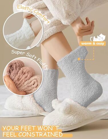 Josnown Fuzzy Socks for Women Cozy Soft Fluffy Slipper Socks Warm Winter Plush Sleep Socks Christmas Gifts for Women in Saudi Arabia