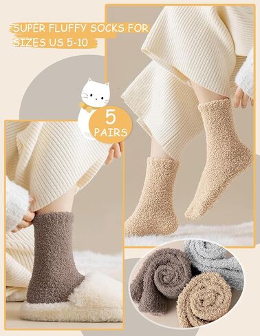 Josnown Fuzzy Socks for Women Cozy Soft Fluffy Slipper Socks Warm Winter Plush Sleep Socks Christmas Gifts for Women in Saudi Arabia